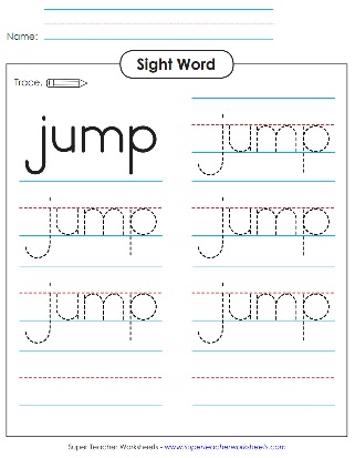 Printable Sight Word Worksheet: jump