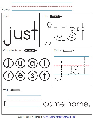 Sight Word Printables: just