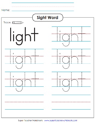 Sight Word Worksheet: Light