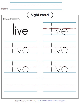 Trace Sight Word: live