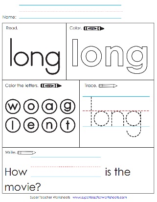 Sight Word Worksheets: long