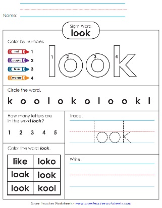 look - Snap Words Worksheet