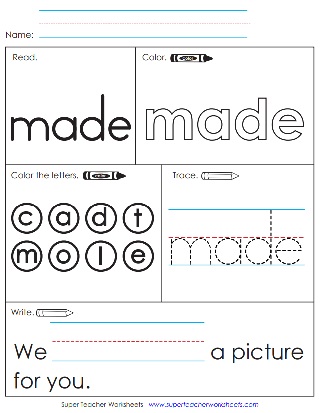 made - Snap Words Worksheet