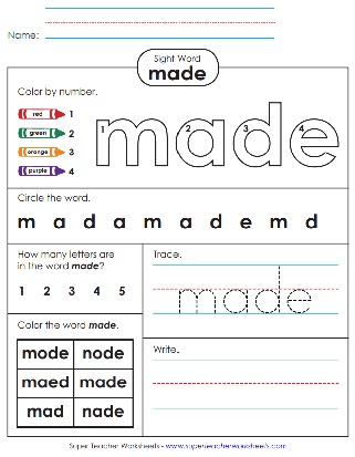 Word of the Day Worksheet: made