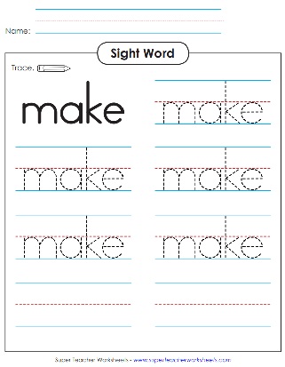 Literacy Worksheet: Sight Word - make