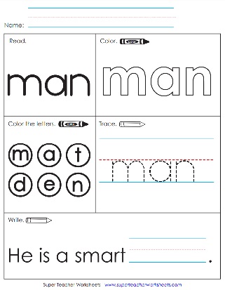 Dolch Word Worksheet: Man