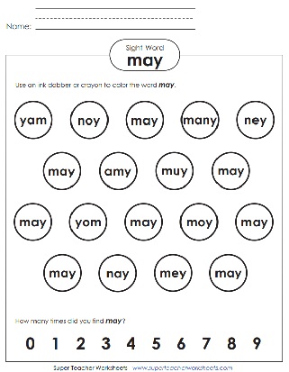 Sight Word Worksheets: may