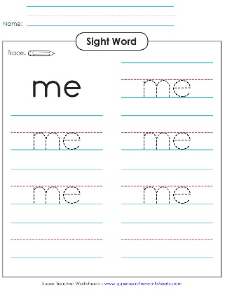 Trace Sight Word: me