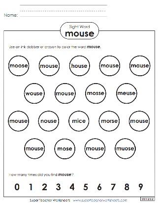 Printable Sight Word Coloring Worksheets