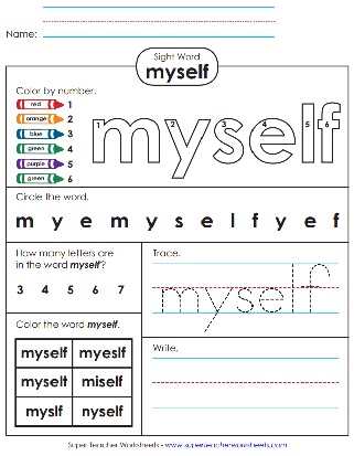 Snap Word Printable - myself