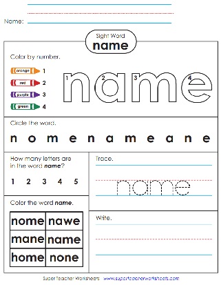 name - Snap Words Worksheet