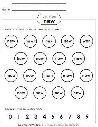 Word of the Day Worksheet: new