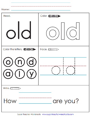 Snap Word Printable: old