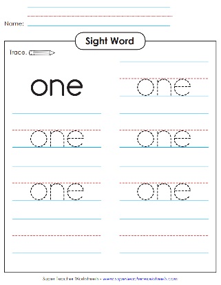 Trace Sight Word: One