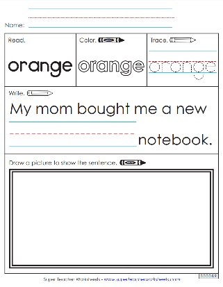 Orange Sight Word Worksheet