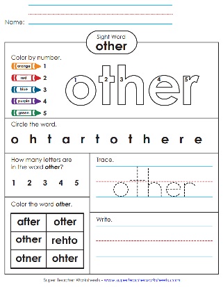 Sight Words Coloring Activity: Other