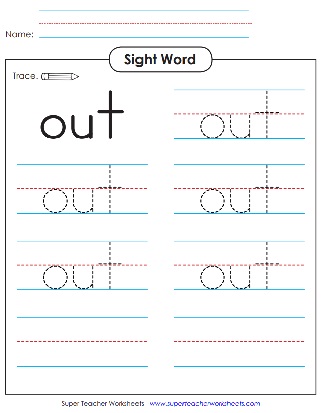 Sight Words Tracing Worksheets: Out