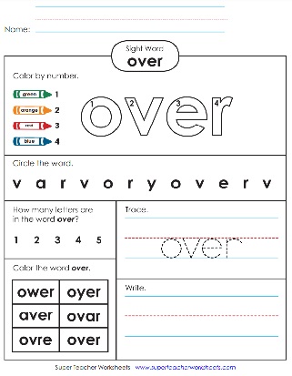 Sight Words Practice: Over