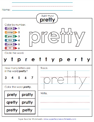 Literacy Activities: Sight Word - Pretty