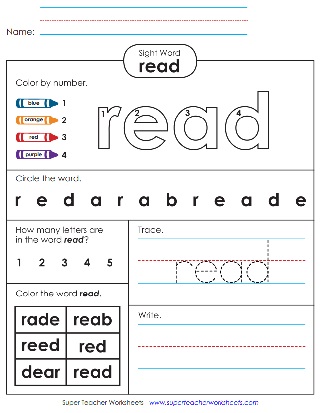 Trace & Write Snap Word Activity: Read