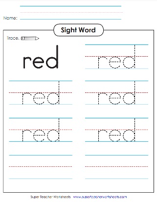 Trace & Write Word of the Day Activity: Red