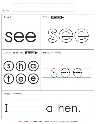 Snap Word Printables: See