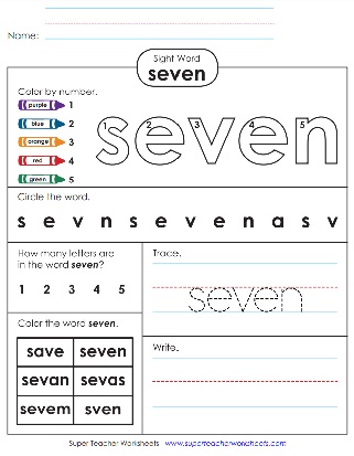 Snap Words PDF Seven