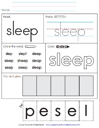 Snap Words Practice Activity - Sleep