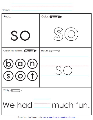 Sight Word Writing Worksheets - So