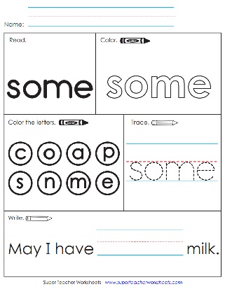 Sight Words Writing Activity - Some