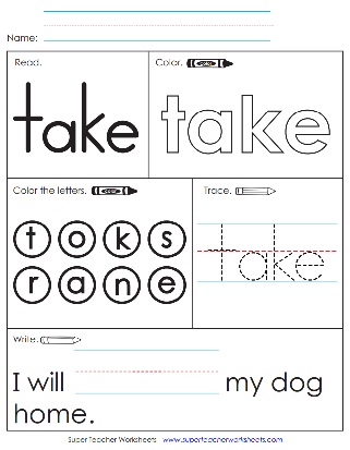 Printable Sight Word: Take