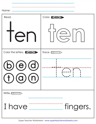 Writing Snap Word Worksheet - Ten