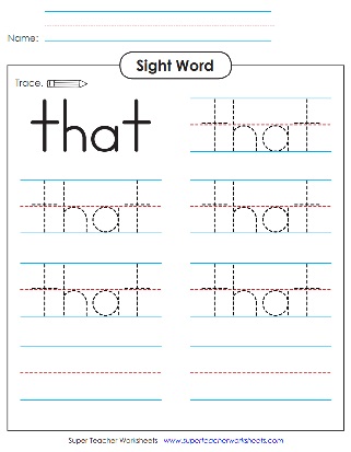 Snap Word - That - Worksheet