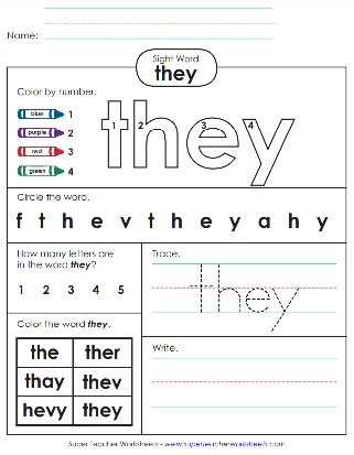 Sight Word Worksheet: They