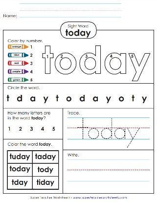 Snap Word Printable - Today