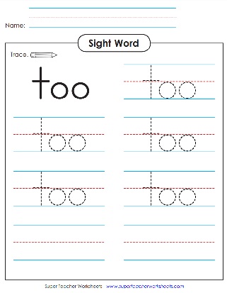 Snap Word Practice Activity: Too