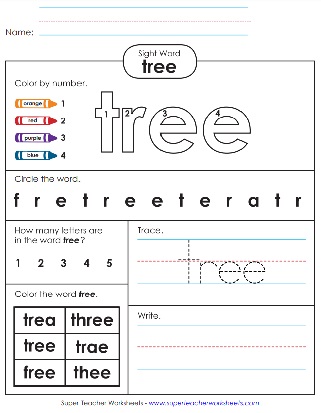 Sight Word Worksheet - Tree