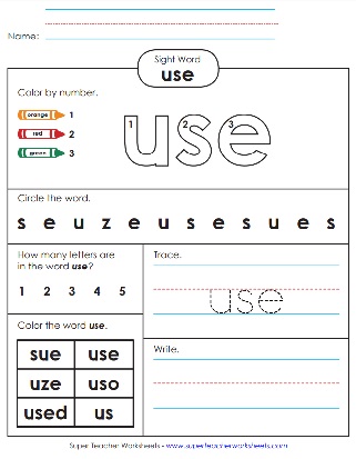 Word of the Day Exercise Sheet: Use 