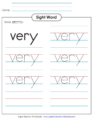 Word of the Day Practice Worksheet: Very