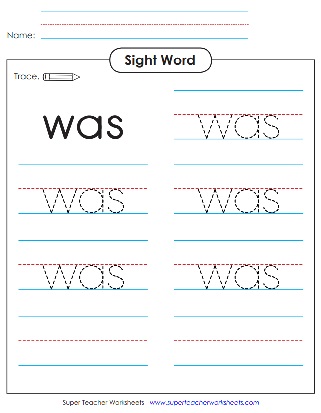 Printable Sight Word PDF: Was