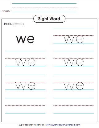 Trace and Write the Word We Worksheet