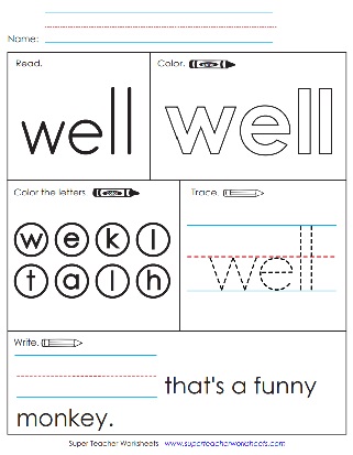 Snap Word Well Worksheet