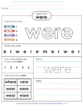 Were - Snap Word Worksheet