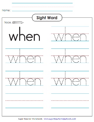 Snap Word Activity Worksheets: When