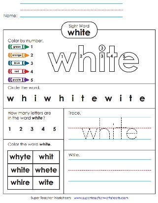 Snap Word White Printables