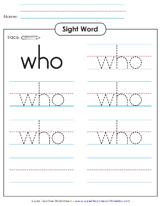 Word of the Day Printable PDF: Who