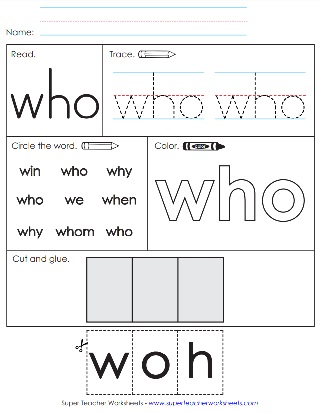 Snap Word Printable PDF - Who