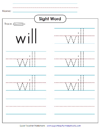 Snap Word Printing Activity: Will