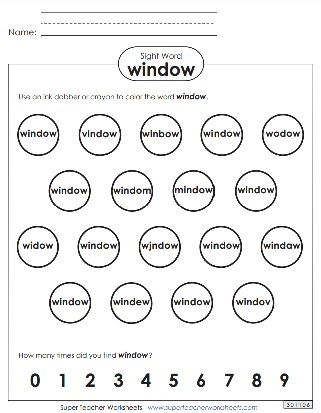 Sight Word Worksheets - Coloring Activity