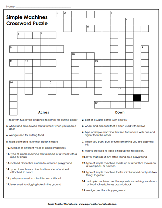 Simple Machines Crossword Puzzle